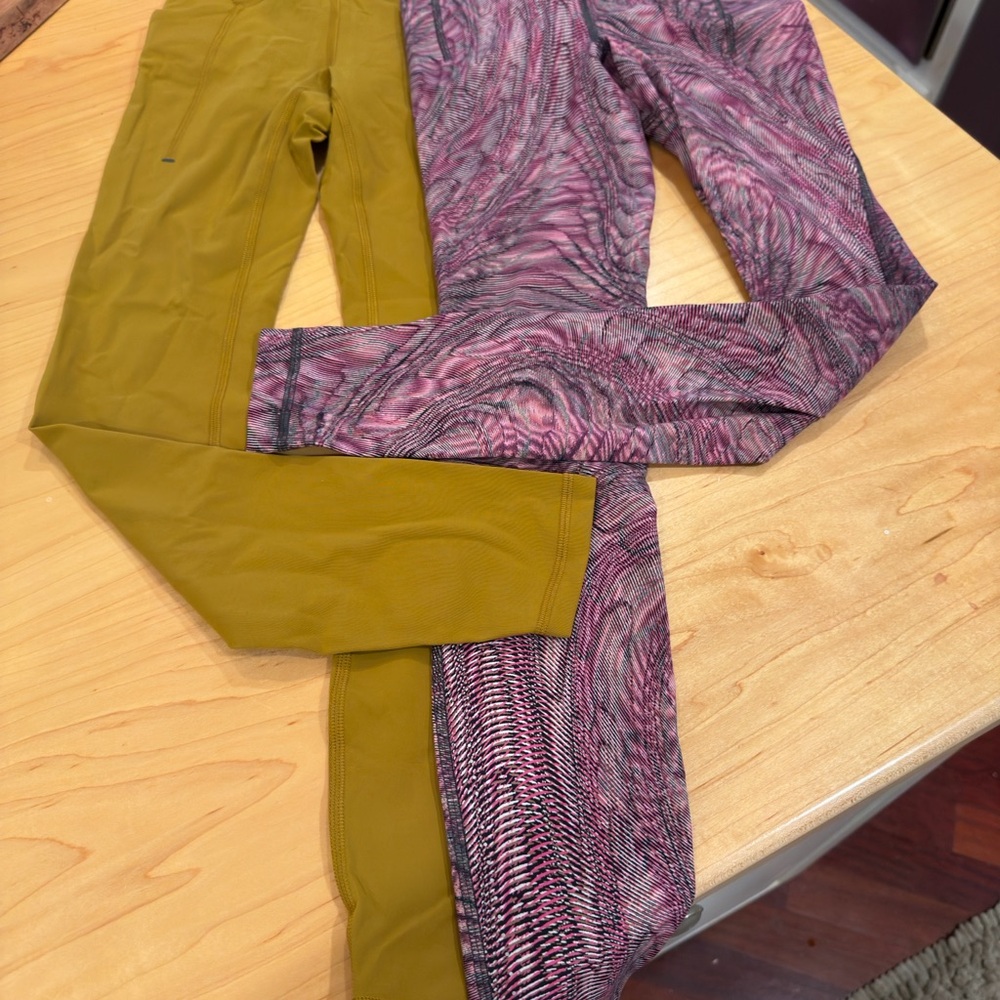 lululemon athletica Olive and Pink Swirl Leggings